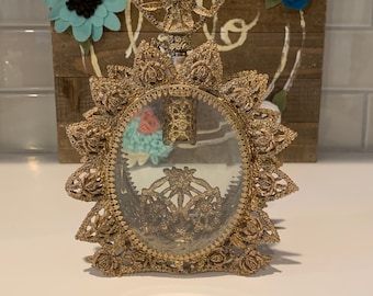 Ormolu Filigree Perfume Bottle | Vintage Vanity Decor