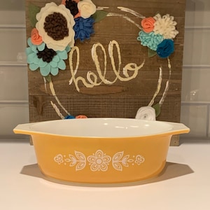 Vintage 1.5 Quart Oval Covered Casserole No Lid Butterfly Gold (Corelle) by CORNING