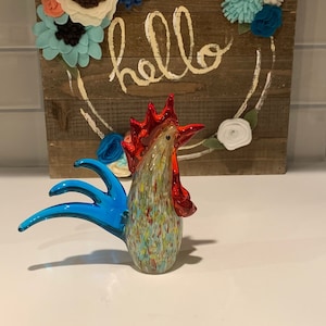 Blown Glass Rooster | Glass Rooster Figurine | Rooster Decor
