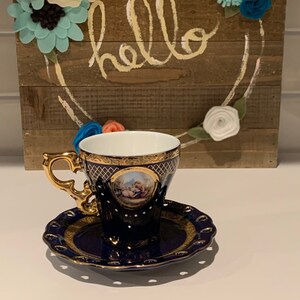 Luigi & Sons Gold Plated Tea cup and Saucer | Courting Couple Tea Cup