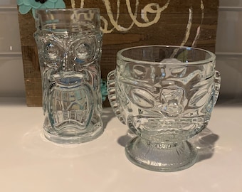 Vintage heldere tiki-drinkglazen - set van 2