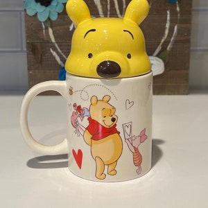 Winnie The Pooh Coffee Mug, I Love You Berry Much | Winnie The Pooh Head Lid and Mug | Winnie The Pooh Lover Gift | Winnie The Pooh Tea Mug
