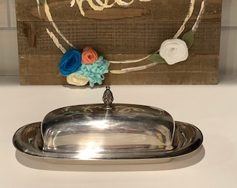 Silver Plate Butter Dish with Glass Insert