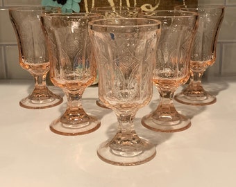 Pink Glass Water Goblets