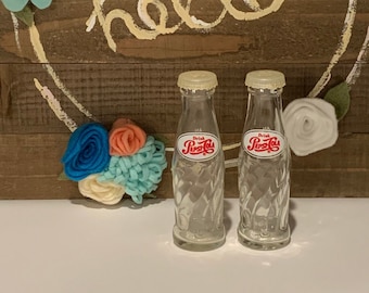 Vintage Pepsi Cola Glass Salt & Pepper Shakers