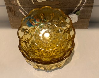 Vintage Amber Glass Bowls | Vintage Glass Serveware | Amber Glass Bowls | A Set of Two