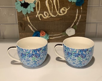 Vintage Lilly Pulitzer Floral Coffee Mugs