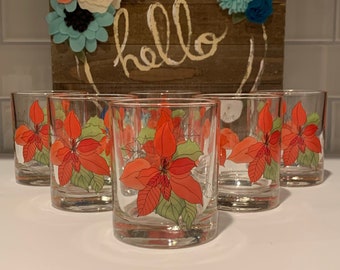 Vintage julstjärna cocktailglas - Set om 6 - Högtidsbarbehör