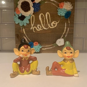 Figuras de duendes Pixie / Decoración navideña / Figuras de duendes Pixie Vintage