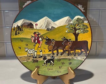 手描きのスイス民芸品木製プレート：壁装飾 - Etsy 日本