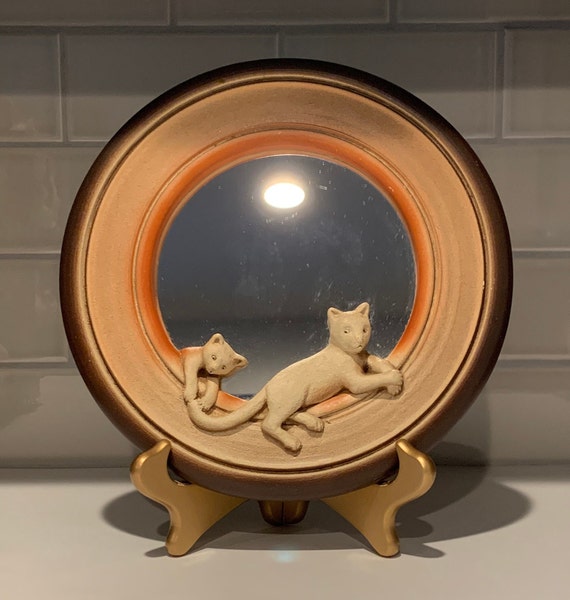 ヴィンテージ猫の壁掛けミラー：遊び心のあるインテリア - Etsy 日本