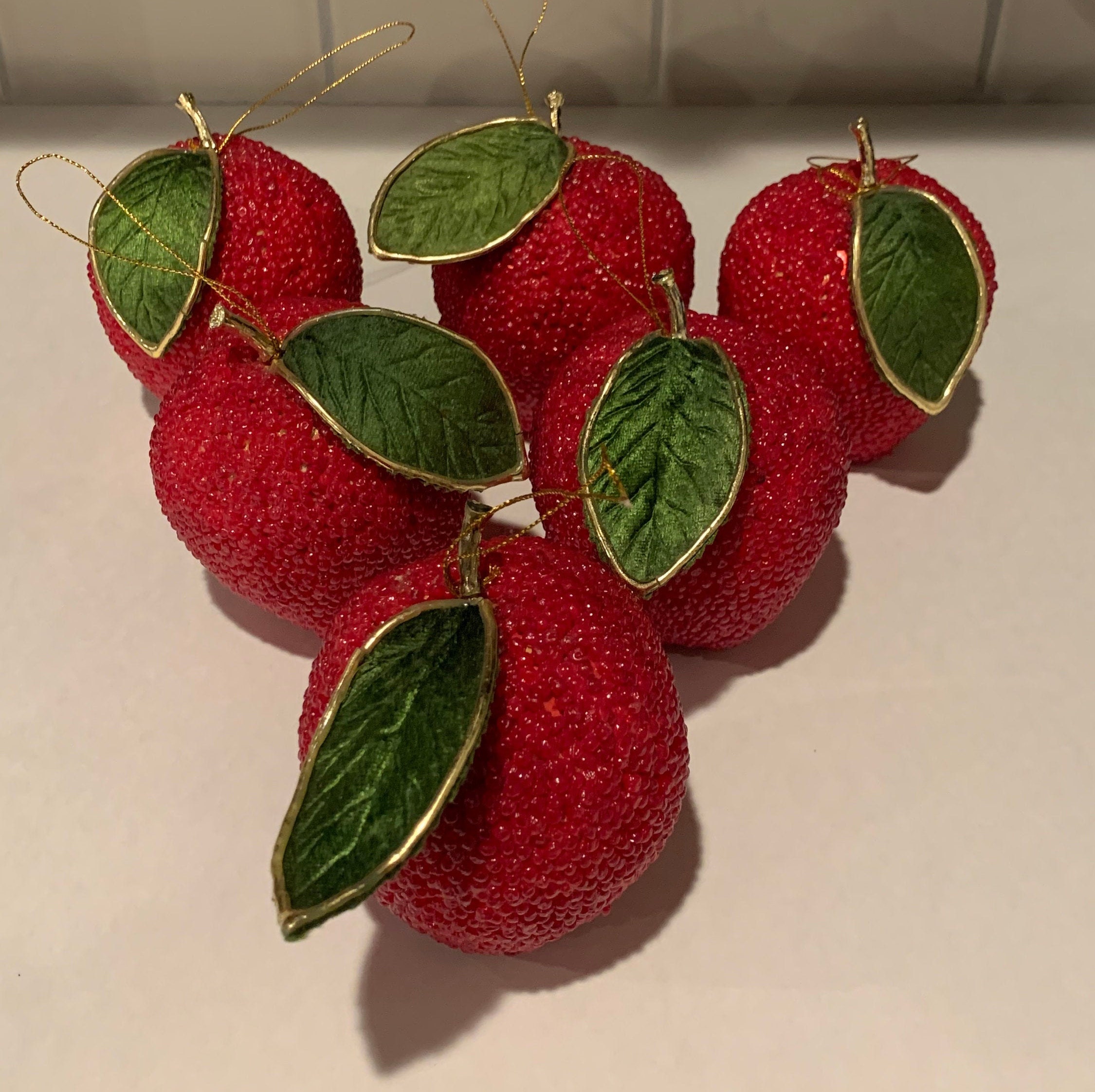 Apple Ornaments Vintage Sugar Beaded Apple Ornaments Etsy