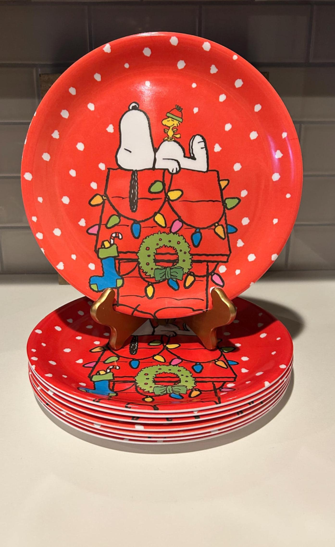 Snoopy Christmas Plates: Peanuts Holiday Dinnerware, Set of 8 - Etsy