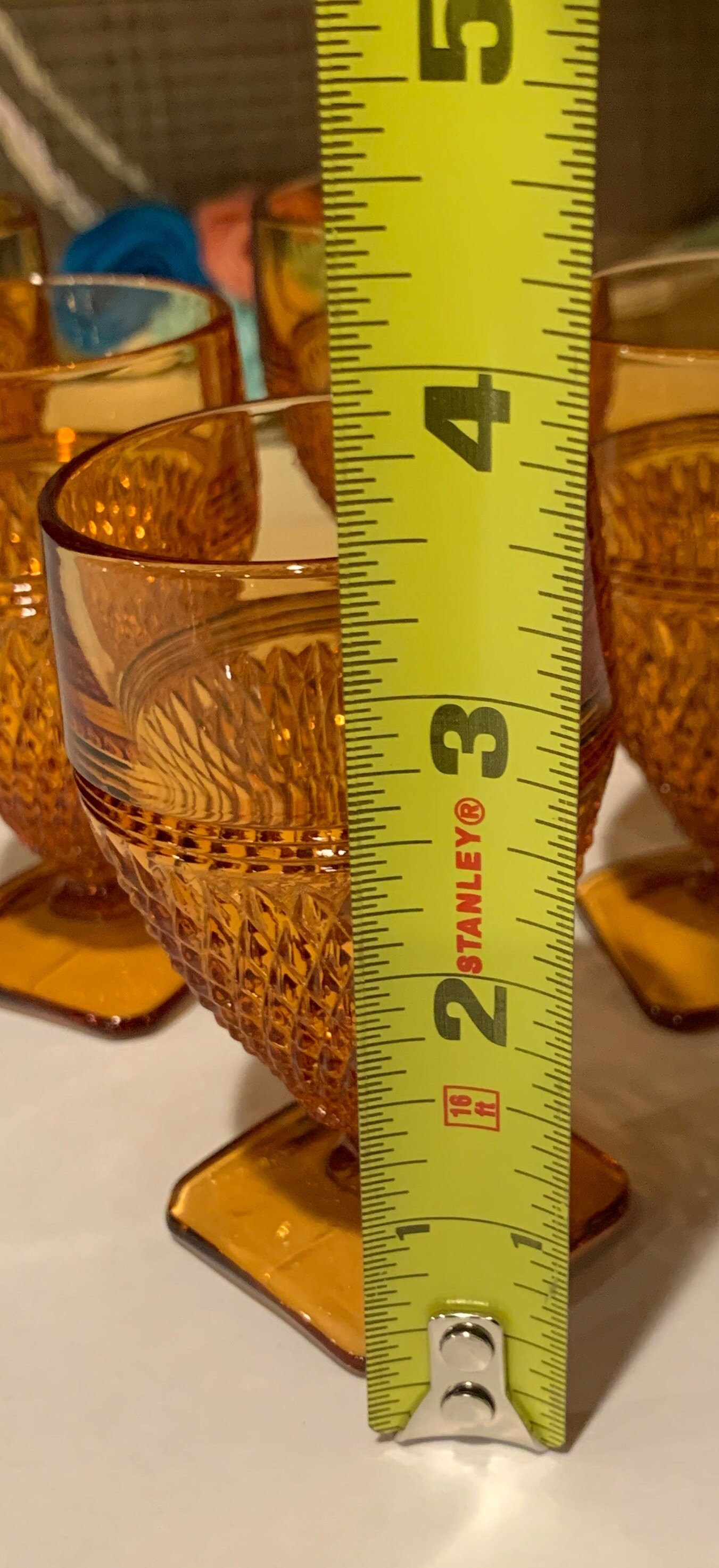 Vintage Diamond Point Sherry Glasses Amber Shot Glasses Etsy