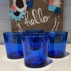 Kobalt Blau Libbey Altmodische Brille | Kobalt Whiskygläser | Wassergläser | Kobaltblaue Tischlandschaft