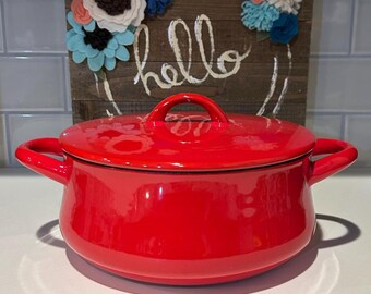 調理器具 Dansk Bistro Enamel 6qt Casserole Red DANSK Red Enamel Casserole Bistro Pot | Vintage DANSK Cookware - Etsy