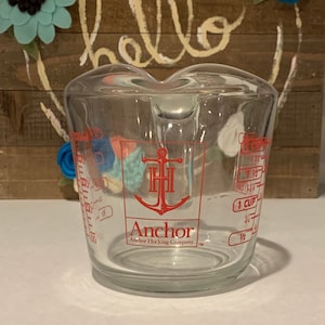 Anker Hocking Glas Messbecher | Roter Anker Hocking 2 Tasse Messglas | Vintage Messglas