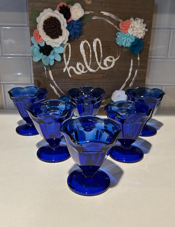 Cobalt Blue Sherbet Glasses - Anchor Hocking Set of 6 - Etsy