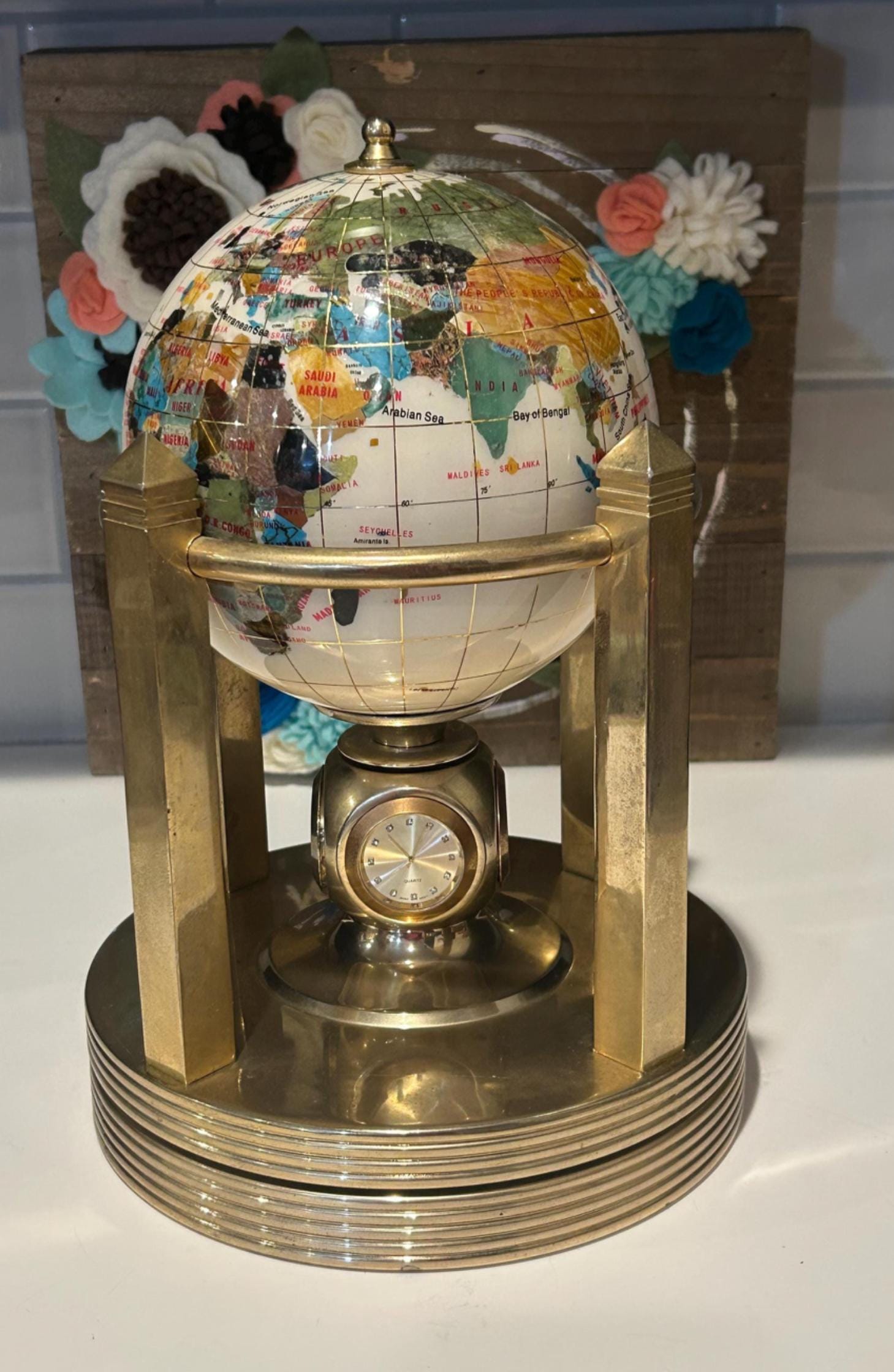 Gemstone World Globe and Clocks - Etsy