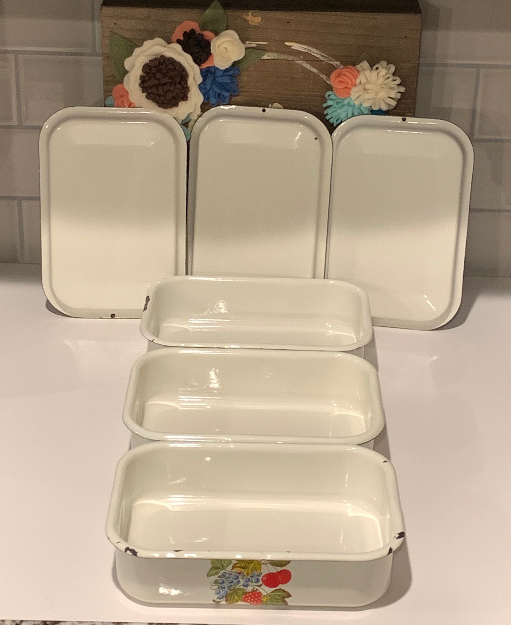 Vintage Berry Enamel Refrigerator Boxes Enamelware Lunch - Etsy