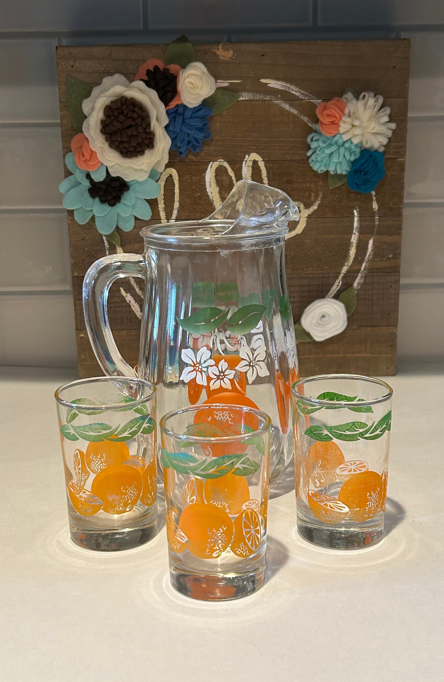 Vintage Bartlett Collins Orange Juice Pitcher With Glasses - Etsy