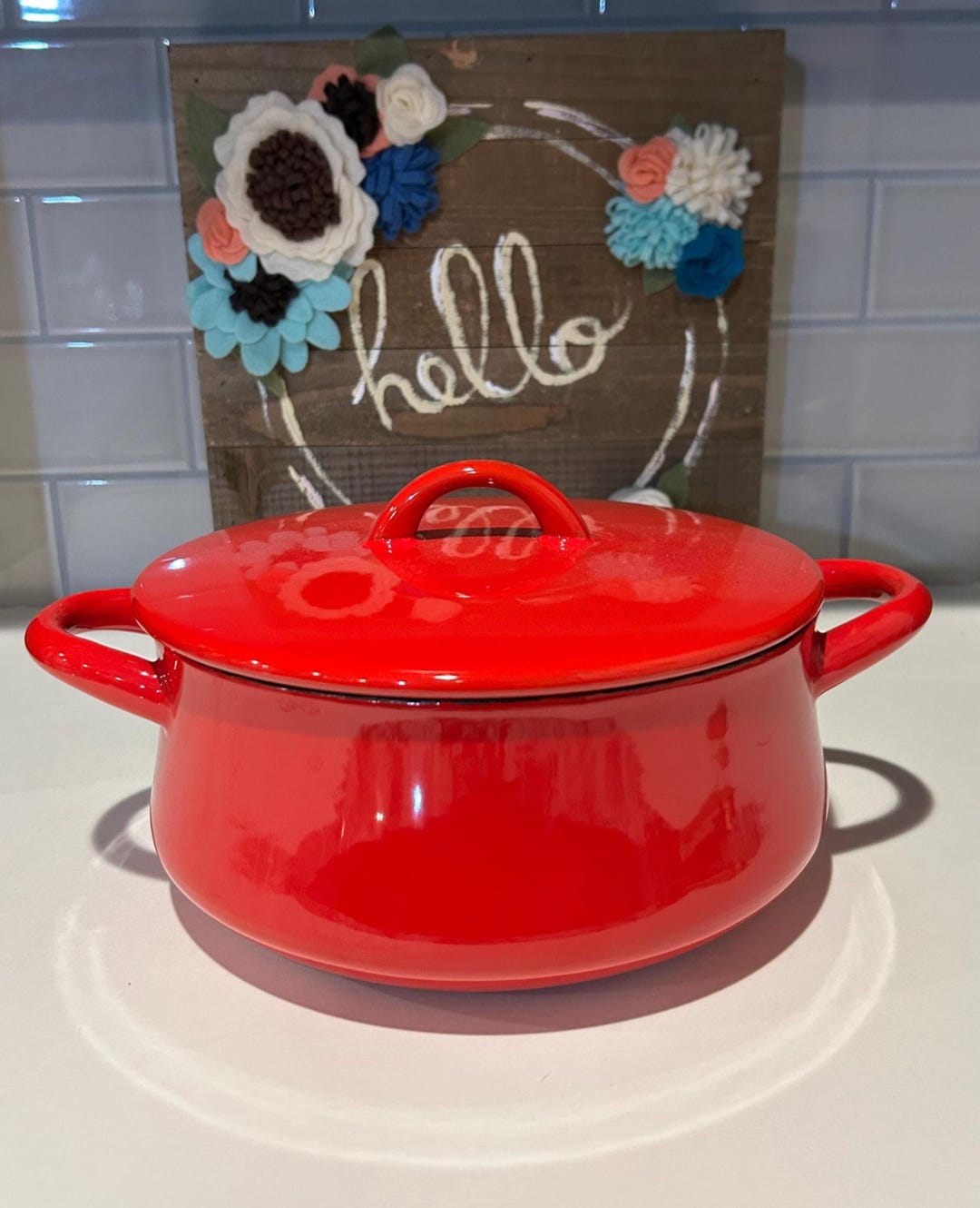 DANSK Red Enamel Casserole Bistro Pot | Vintage DANSK Cookware - Etsy