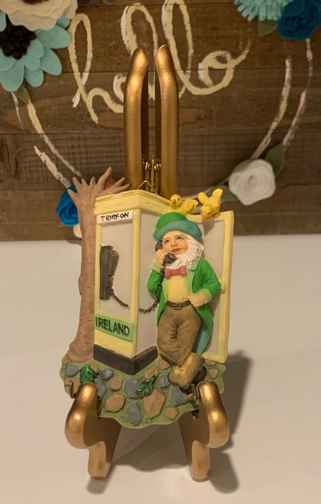 Leprechaun in A Phone Booth Talking on the Phone Lucky Leprechaun Key