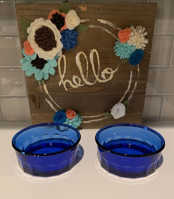 Arcoroc France Cobalt Blue Glass Bowls Working Glass Etsy