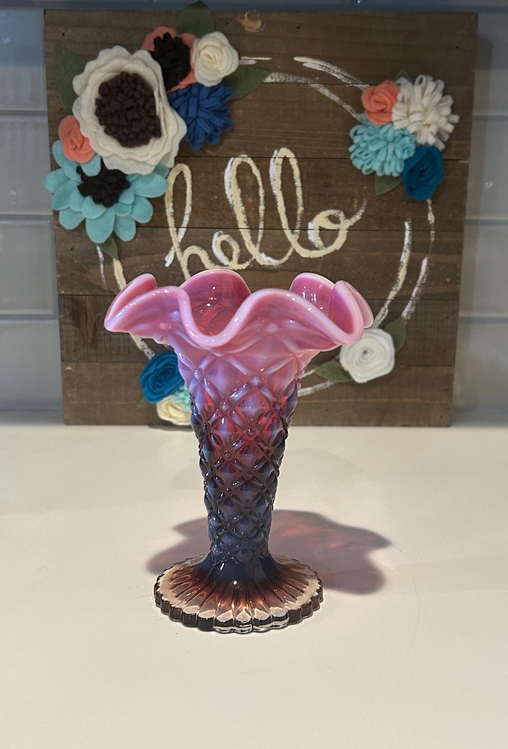 フリル フェントン ヴィンテージ フェントン　オパールセント　ドット　花瓶 オパールセント ドット コイン ブルー 花瓶・フラワースタンド