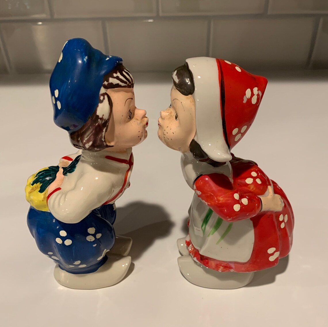 Dutch Kissing Figures Vintage Kissing Figurines Boy And Etsy