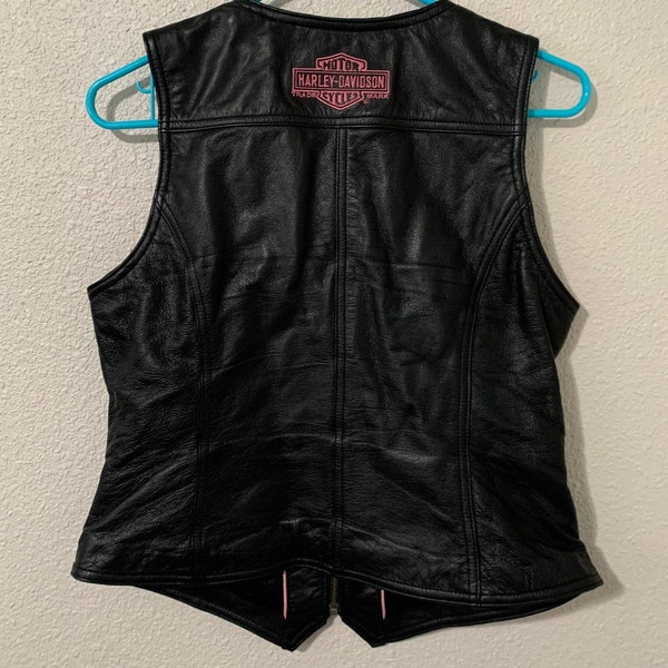 Harley Davidson Leather Vest (Medium ) Pink Harley Davidson Vest