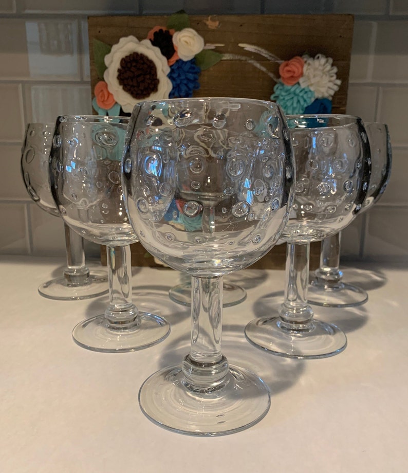 Crate & Barrel Blown Glass Water Goblets Air Bubble Water Etsy