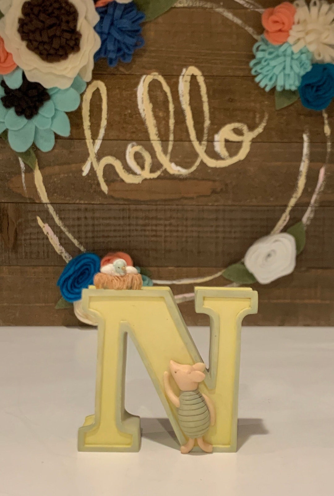 Vintage Resin Classic Pooh Letter N Wall Decor Winnie the Pooh Letter N