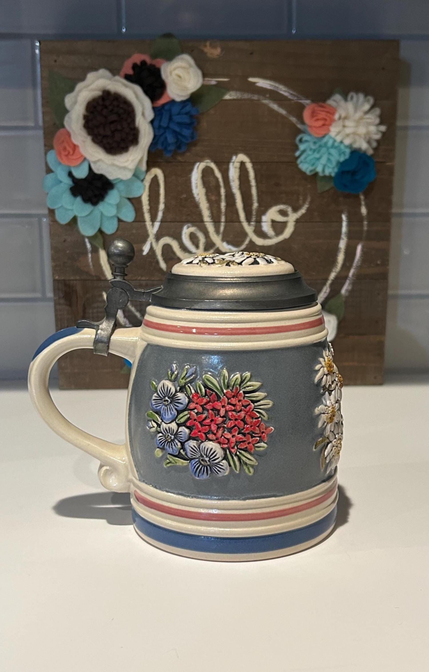 ゲルツ アルプスの花 ビアジョッキ | ドイツ産 蓋付き ジンビール 