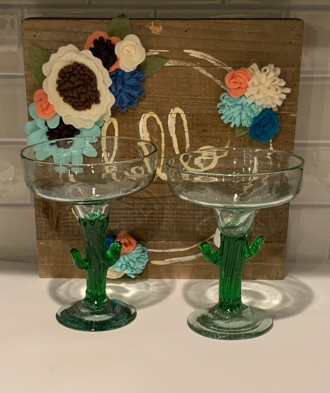 Vintage Cactus Margarita Glasses | Cactus Margarita Barware