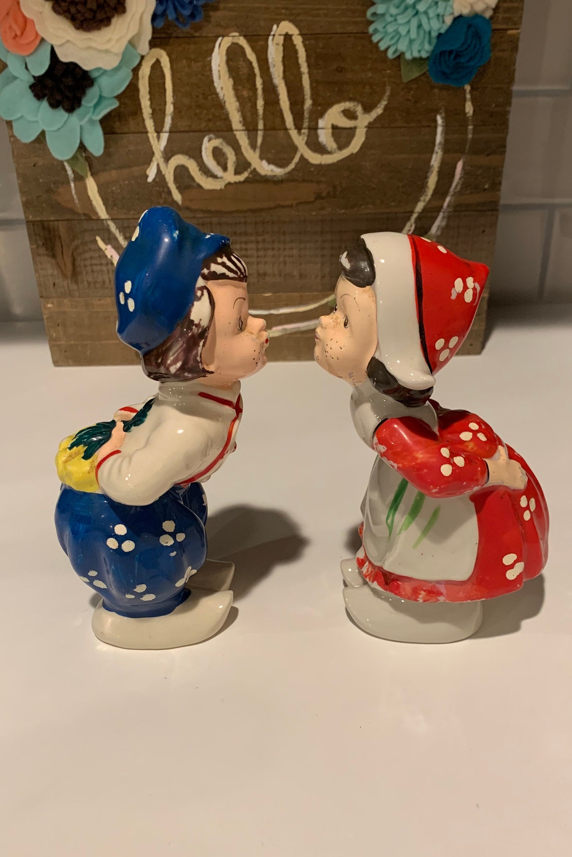 Dutch Kissing Figures Vintage Kissing Figurines Boy And Etsy