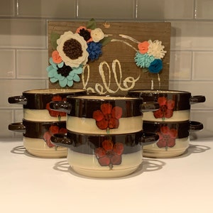 Painted Poppies Handled Soup Bowls by PFALTZGRAFF | Replacement Soup Bowls