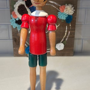 Vintage Pinocchio Wood Doll |  Pinocchio Wooden Figurine | Collectable Wooden Pinocchio Doll