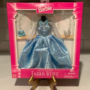 Vintage Barbie Fashion Avenue Deluxe Sparkling Light Blue  Evening Gown | Vintage Barbie Clothing