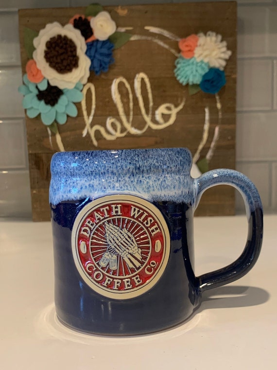 Blue Death Wish Coffee Mug | Skeleton Hands Collectible - Etsy