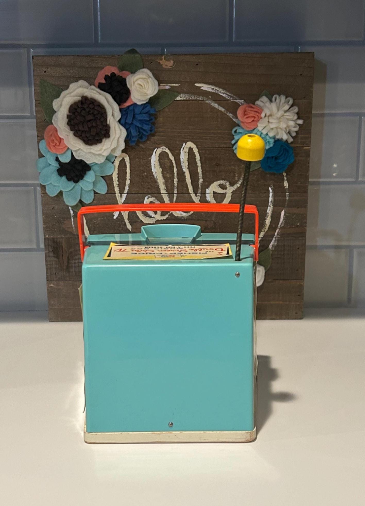 Vintage Fisher Price Double Screen Color TV Music Box Toy Peek-a