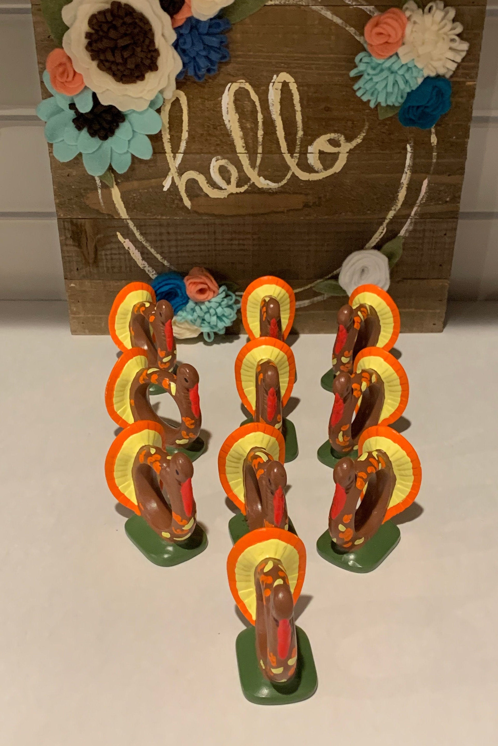 Vintage Hand Painted Ceramic Turkey Napkin Rings Turkey Etsy