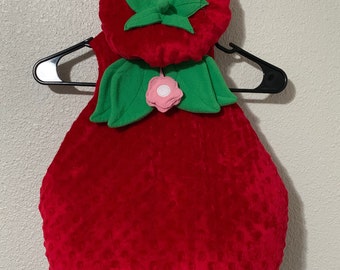 Strawberry Halloween Costume | Place 12-18 Month Strawberry Halloween Costume With Pottery Barn Strawberry Felt Trick or Treat Bag
