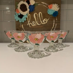 Desert Rose Champagne/Sherbet Boopie Glasses | Pink Flower Sherbet Glasses
