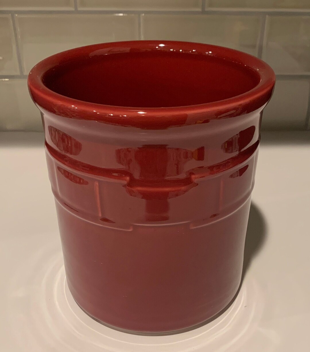 Longaberger Utensil Canister Burgundy Longaberger Kitchen Canister Etsy
