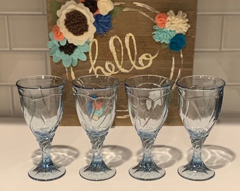 Vintage Noritake Blue Wine Glasses - Sweet Swirl Set of 4 - Etsy