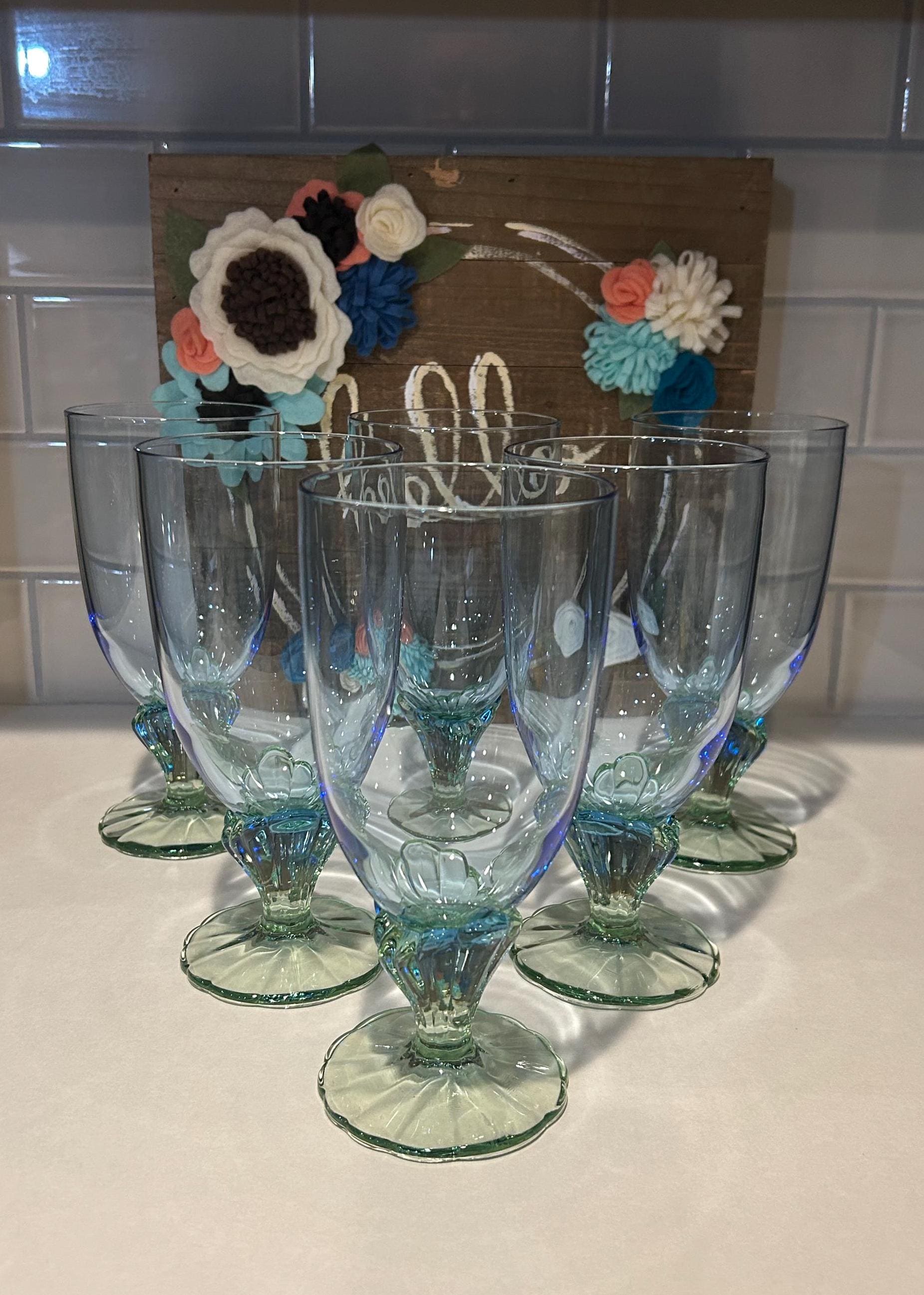 Bormioli Rocco Iced Tea Glasses: Blue Green Bahia Set of 6
