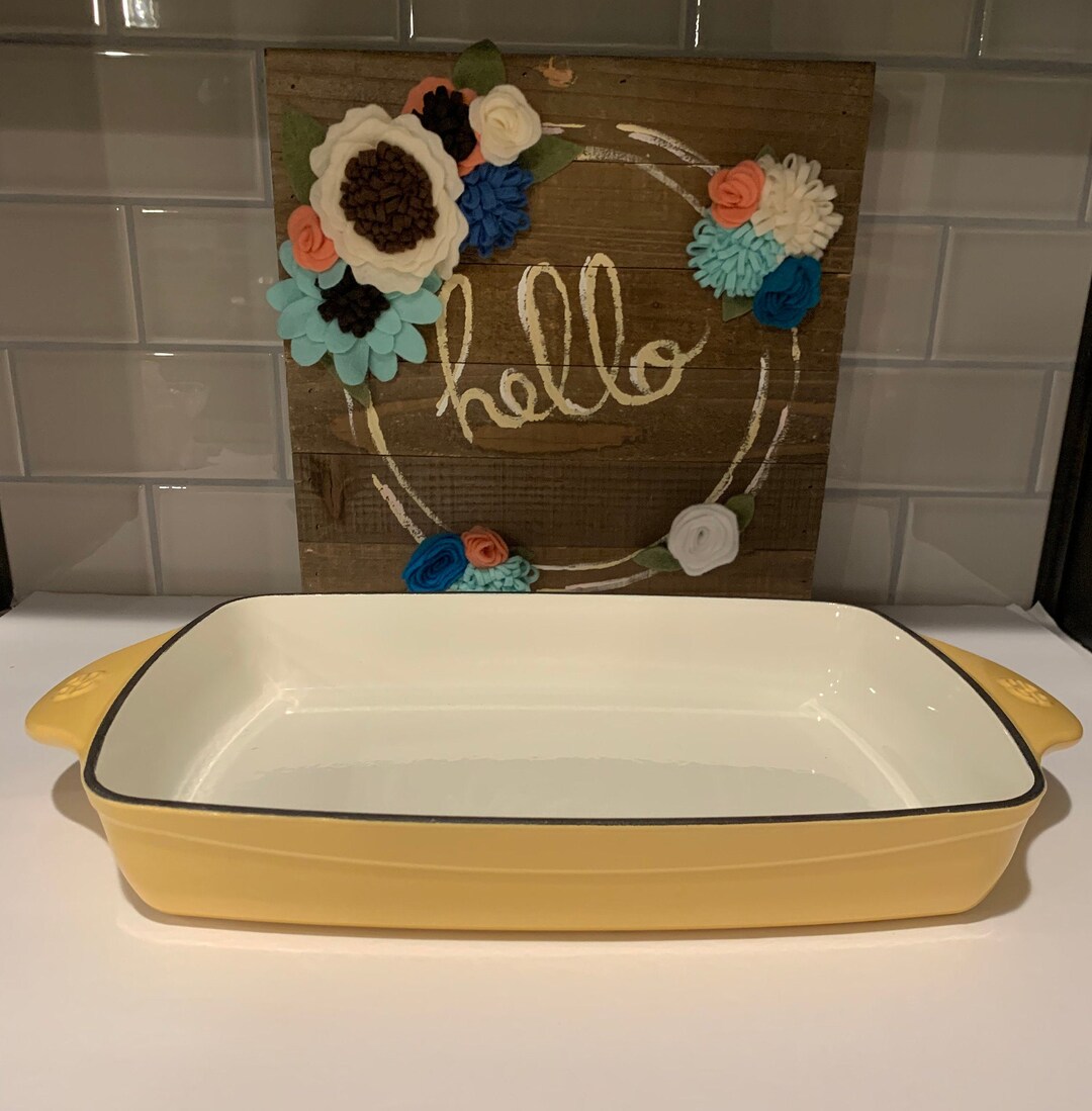 Custard Case Rectangular Calphalon Enamel Cast Iron Rectangular Baker Custard Yellow Calphalon ...