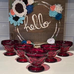 Georgian Ruby Champagne / Sherbet Gläser | Fenton Ruby Georgische Brille