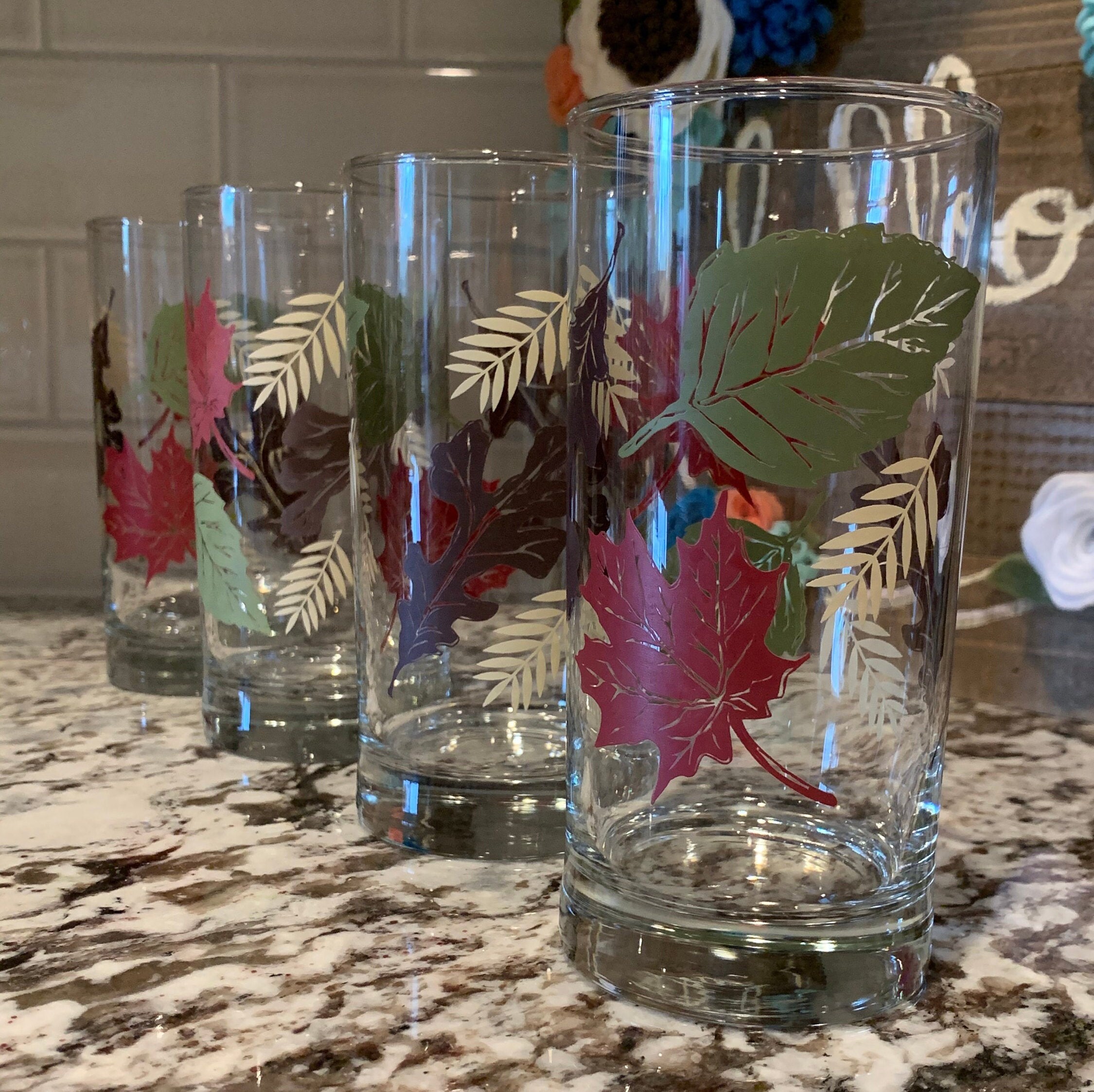 Libbey Autumn Leaf Tumblers / Libbey Autumn Leaf Glasses / Etsy